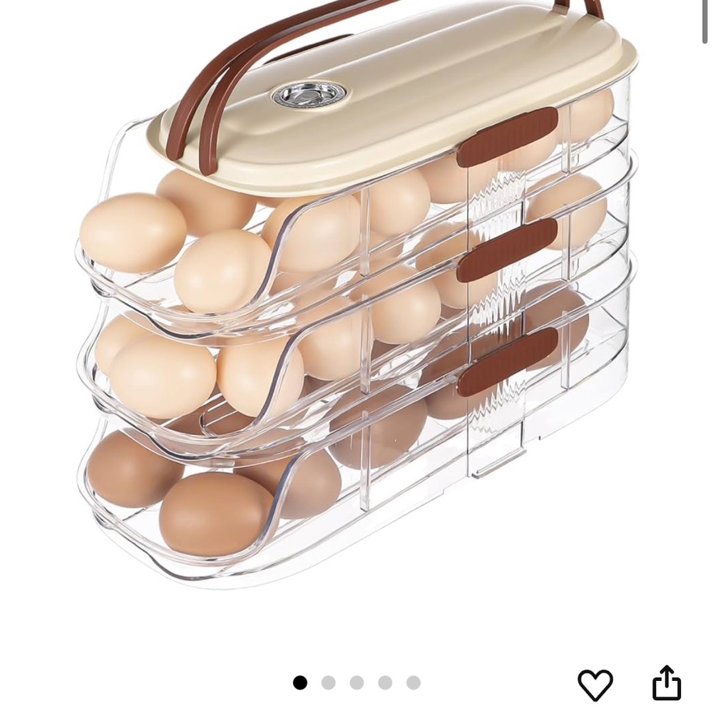 3 Tier Egg Holder for Fridge Auto-Rolling Egg Organizer with Lid for 42 Eggs NIB